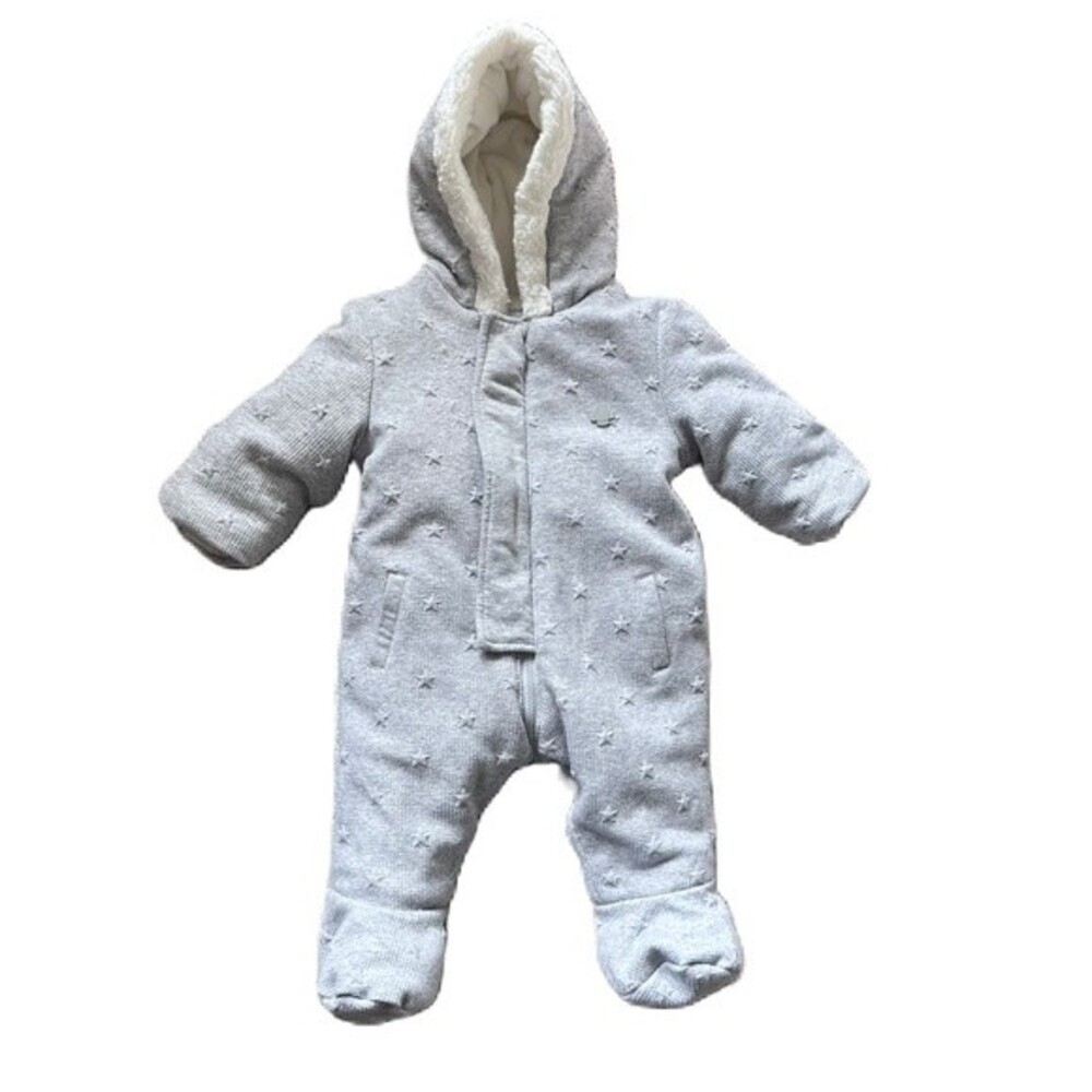 Mayoral Grey unisex Waffle Knit Fleece lined Pramsuit 3 months